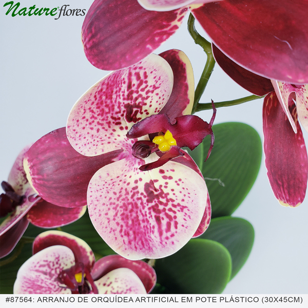 Arranjo de Orquídea Duplo Artificial em pote plástico (30x45cm) - Imagem 3