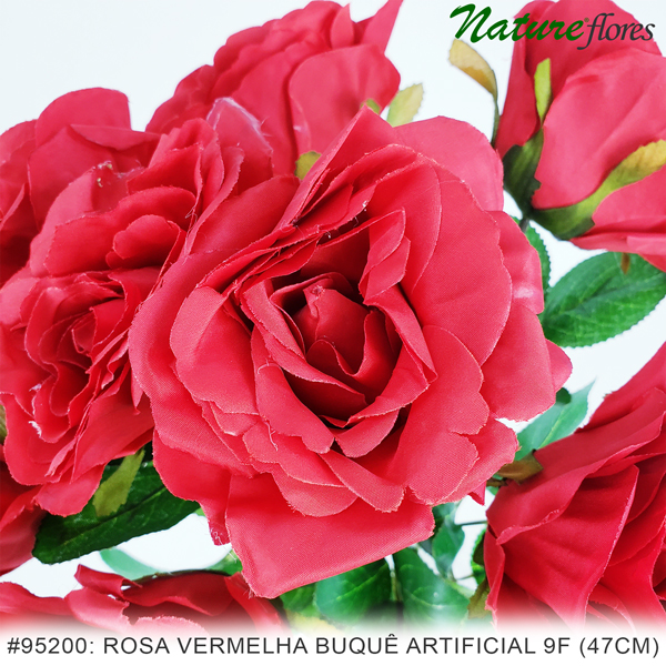 Rosa Vermelha Buquê Artificial 9F (47cm) - Imagem 2