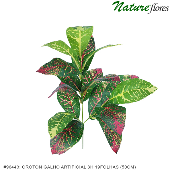 Cróton galho artificial 3h 19Folhas (50cm) - Imagem 2