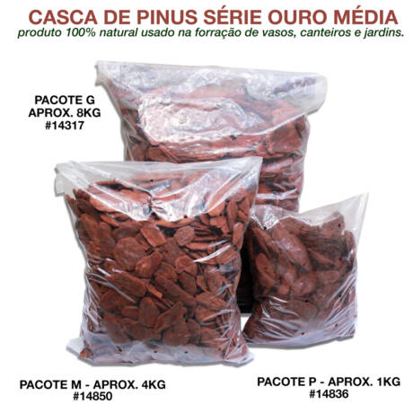 Casca de Pinus Média Série Ouro para Forração