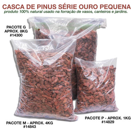 Casca de Pinus Pequena Série Ouro para Forração