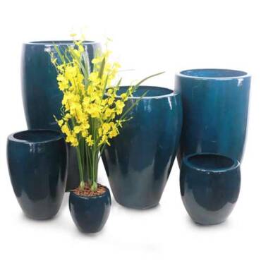 Vaso Esmaltado Fibra Jardim - azul verniz