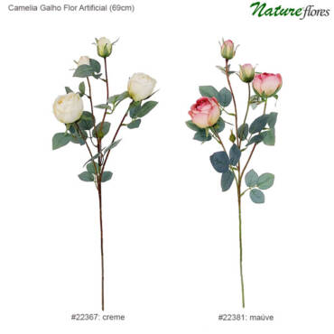 Camelia Galho Flor Artificial (69cm)