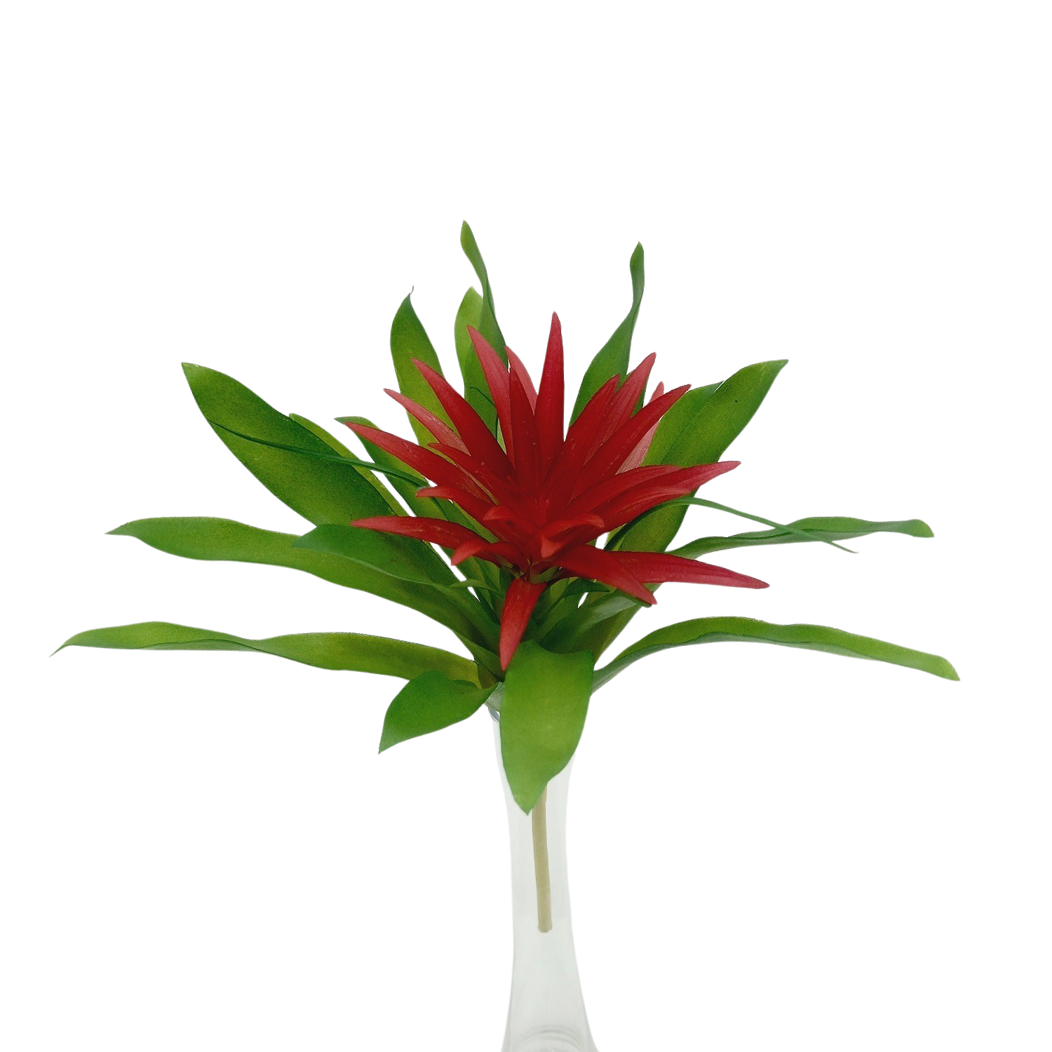 Bromélia Mini Planta Artificial (25cm) - Vermelho